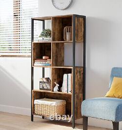 Retro Bookcase Storage Shelf Shelving Unit Metal Frame Home Office LBC027B01