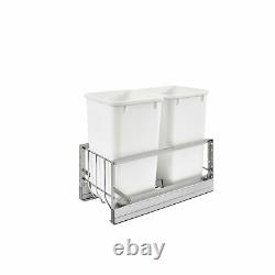 Rev-A-Shelf 5349-1527DM-2 Double 27 Qt Pullout Cabinet Waste Container Trash Can