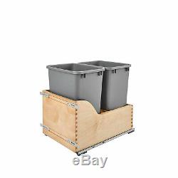Rev-A-Shelf Double 35-Quart Pullout Trash Can Wooden Undermount Waste Container