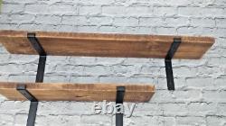 Rustic Industrial Wooden Scaffold Board Shelves +2 Brackets 4.4 cm Thick Chunky