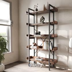 Rustic Wood Bookcase Bookshelf 5 Tier Industrial Storage Display Shelving Unit