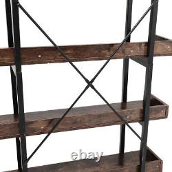 Rustic Wood Bookcase Bookshelf 5 Tier Industrial Storage Display Shelving Unit