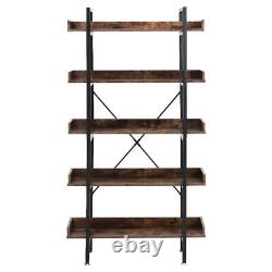 Rustic Wood Bookcase Bookshelf 5 Tier Industrial Storage Display Shelving Unit