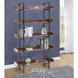 Rustic Wood Bookcase Bookshelf 5 Tier Industrial Storage Display Shelving Unit