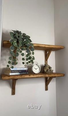 Rustic Wooden Handmade Scaffold Board Shelves Shelf, with 2 wooden Brackets