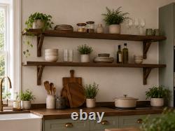 Rustic Wooden Handmade Scaffold Board Shelves Shelf, with 2 wooden Brackets/LW