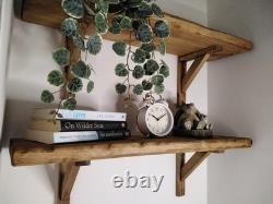 Rustic Wooden Handmade Scaffold Board Shelves Shelf, with 2 wooden Brackets/LW