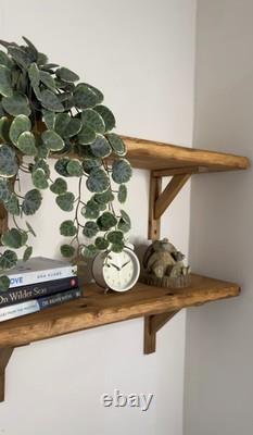 Rustic Wooden Handmade Scaffold Board Shelves Shelf, with 2 wooden Brackets/LW