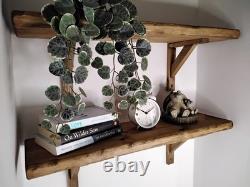Rustic Wooden Handmade Scaffold Board Shelves Shelf, with 2 wooden Brackets/LW