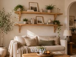 Rustic Wooden Handmade Scaffold Board Shelves Shelf, with 2 wooden Brackets/LW