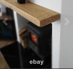 Rustic floating Shelf Wall Mounted Solid Wood 22cm Chunky Heavy Duty Oak Colour
