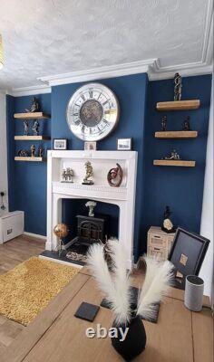 Rustic floating Shelf Wall Mounted Solid Wood 22cm Chunky Heavy Duty Oak Colour