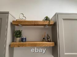 Rustic floating Shelf Wall Mounted Solid Wood 22cm Chunky Heavy Duty Oak Colour