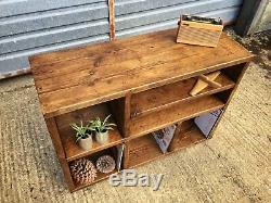 Rustic record vinyl storage & display unit, made from reclaimed scaffold boards