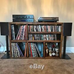 Rustic record vinyl storage & display unit, made from reclaimed scaffold boards