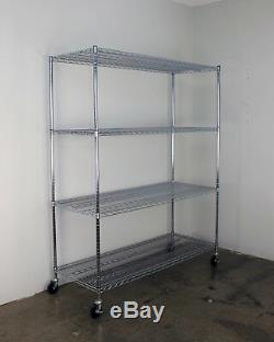 SafeRacks NSF 4-Tier Wire Shelving Rack with Wheels 24 x 60 x 72