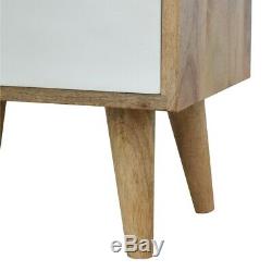 Scandinavian Nordic Bedside Table With White Painted Drawer & Mid Century Legs