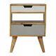 Scandinavian Style Two Drawer Hand Painted Grey Bedside Table With Shelf