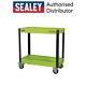 Sealey Workshop Trolley 2 Shelf Heavy Duty Green Tool Trolley Garage Car Storage
