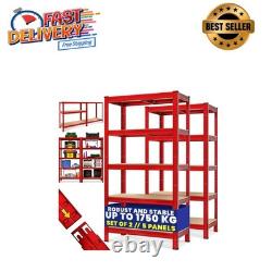 Set of 2 Heavy Duty Garage Shelving Units 5 Tier Industrial Racking, 1750kg