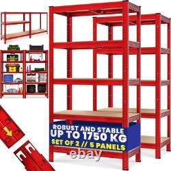 Set of 2 Heavy Duty Garage Shelving Units 5 Tier Industrial Racking, 1750kg