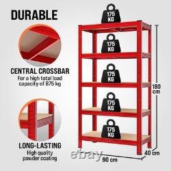 Set of 2 Heavy Duty Garage Shelving Units 5 Tier Industrial Racking, 1750kg