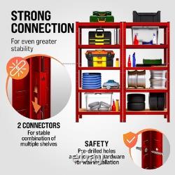 Set of 2 Heavy Duty Garage Shelving Units 5 Tier Industrial Racking, 1750kg