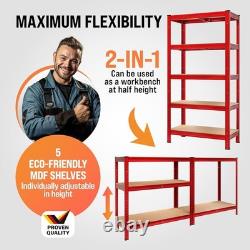 Set of 2 Heavy Duty Garage Shelving Units 5 Tier Industrial Racking, 1750kg