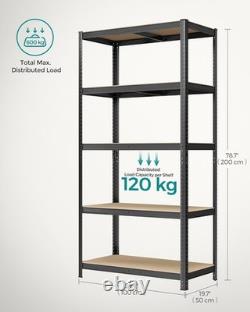 Set of 2 Shelving Units 5 Tier Heavy Duty Storage Racking Shelf 180x40x90cm