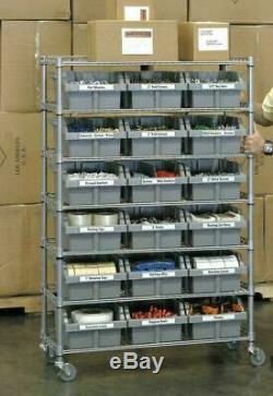 Seville Classics 18 Storage Bins Rack 7 Shelves Heavy Duty Workshop Crafts -UK