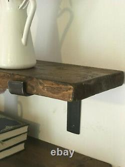 Shelf-Scaffold Board Rustic Shelves Industrial Solid Wood+2 steel Brackets