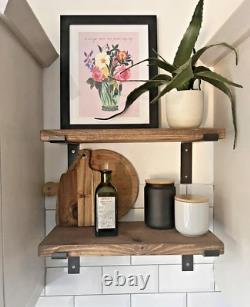 Shelf Solid Wood Scaffold Board 3.4 cm Thick +2 Brackets