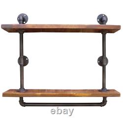 Shelving Storage Unit Shelf Shelves Heavy Duty Wall Home Wooden Metal Black Pipe