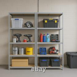 Shelving Units Heavy Duty Garage Shelves 5 Tier Storage Racking Silver Black