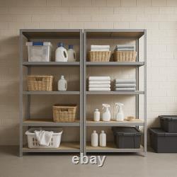 Shelving Units Heavy Duty Garage Shelves 5 Tier Storage Racking Silver Black