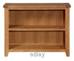 Small Oak Bookcase 2 Shelf Storage Low Bookshelf Wooden Shelving Unit