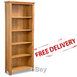 Solid Oak Bookcase Furniture Tall Shelving Bookshelf Rustic Wooden Book Storage