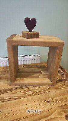 Solid Oak Handmade Cube Shelf Side Table Square Shelf Display Shelf Heavy Duty