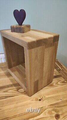 Solid Oak Handmade Cube Shelf Side Table Square Shelf Display Shelf Heavy Duty