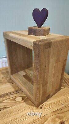 Solid Oak Handmade Cube Shelf Side Table Square Shelf Display Shelf Heavy Duty