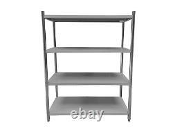 Stainless Steel 4 Tier Shelving Unit Kitchen/Office/Retail Heavy Duty 1550mm H