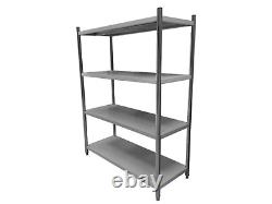 Stainless Steel 4 Tier Shelving Unit Kitchen/Office/Retail Heavy Duty 1550mm H