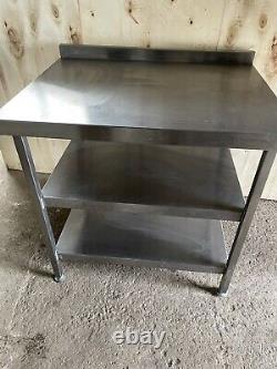 Stainless Steel Table Wall Bench Double Under Shelf Heavy Duty 900mm Long