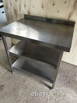 Stainless Steel Table Wall Bench Double Under Shelf Heavy Duty 900mm Long