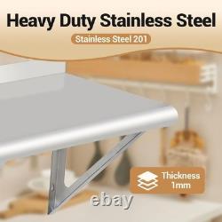 Stainless Steel Wall Floating Shelf, Heavy Duty Commercial Wall Mounted Shelving