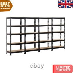 Sturdy Black Industrial 5-Tier Storage Shelves Ideal for Office & Shed