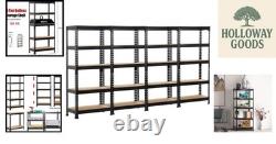 Sturdy Black Industrial 5-Tier Storage Shelves Ideal for Office & Shed