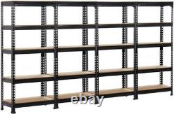 Sturdy Black Industrial 5-Tier Storage Shelves Ideal for Office & Shed