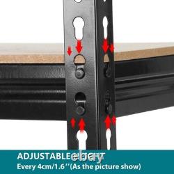 Sturdy Black Industrial 5-Tier Storage Shelves Ideal for Office & Shed