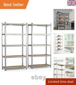 Sturdy Metal Storage Racking Adjustable 5-Tier Shelves, Set of 2, 875kg Load